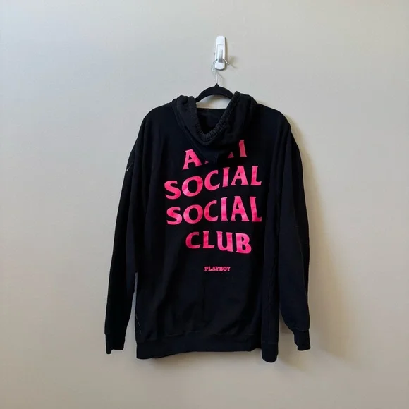 Anti Social social club x Playboy limited edition OG black pink logo hoodie - Picture 4 of 7